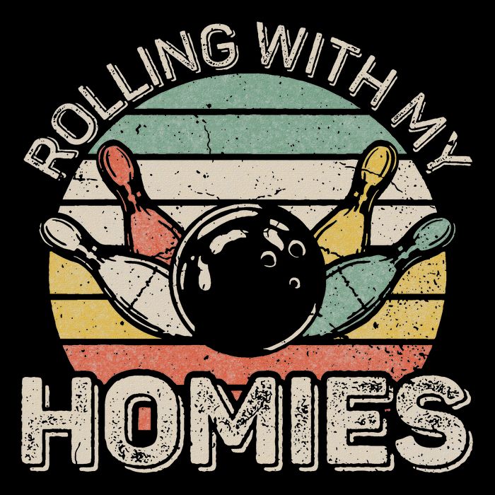 Rolling With My Homies Retro Bowling Bowler Team Funny Pom Pom 12in Knit Beanie