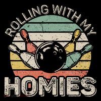 Rolling With My Homies Retro Bowling Bowler Team Funny Toddler Sweatshirt