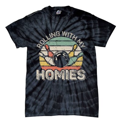Rolling With My Homies Retro Bowling Bowler Team Funny Tie-Dye T-Shirt