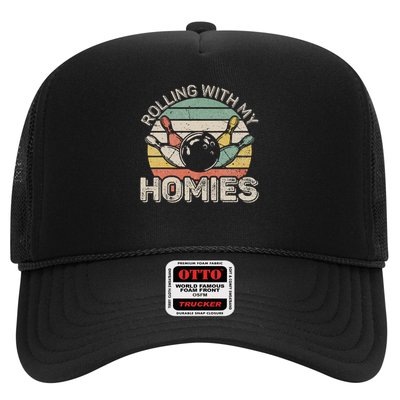 Rolling With My Homies Retro Bowling Bowler Team Funny Trucker Hat