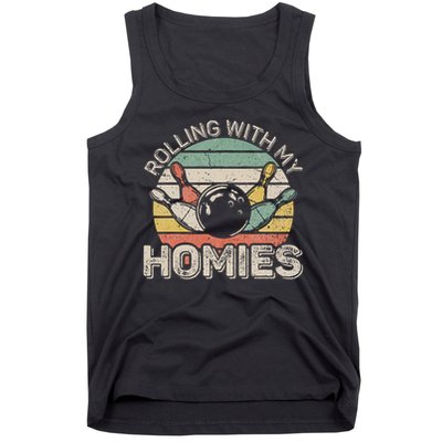 Rolling With My Homies Retro Bowling Bowler Team Funny Tank Top
