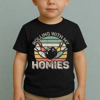 Rolling With My Homies Retro Bowling Bowler Team Funny Toddler T-Shirt