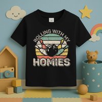 Rolling With My Homies Retro Bowling Bowler Team Funny Toddler T-Shirt