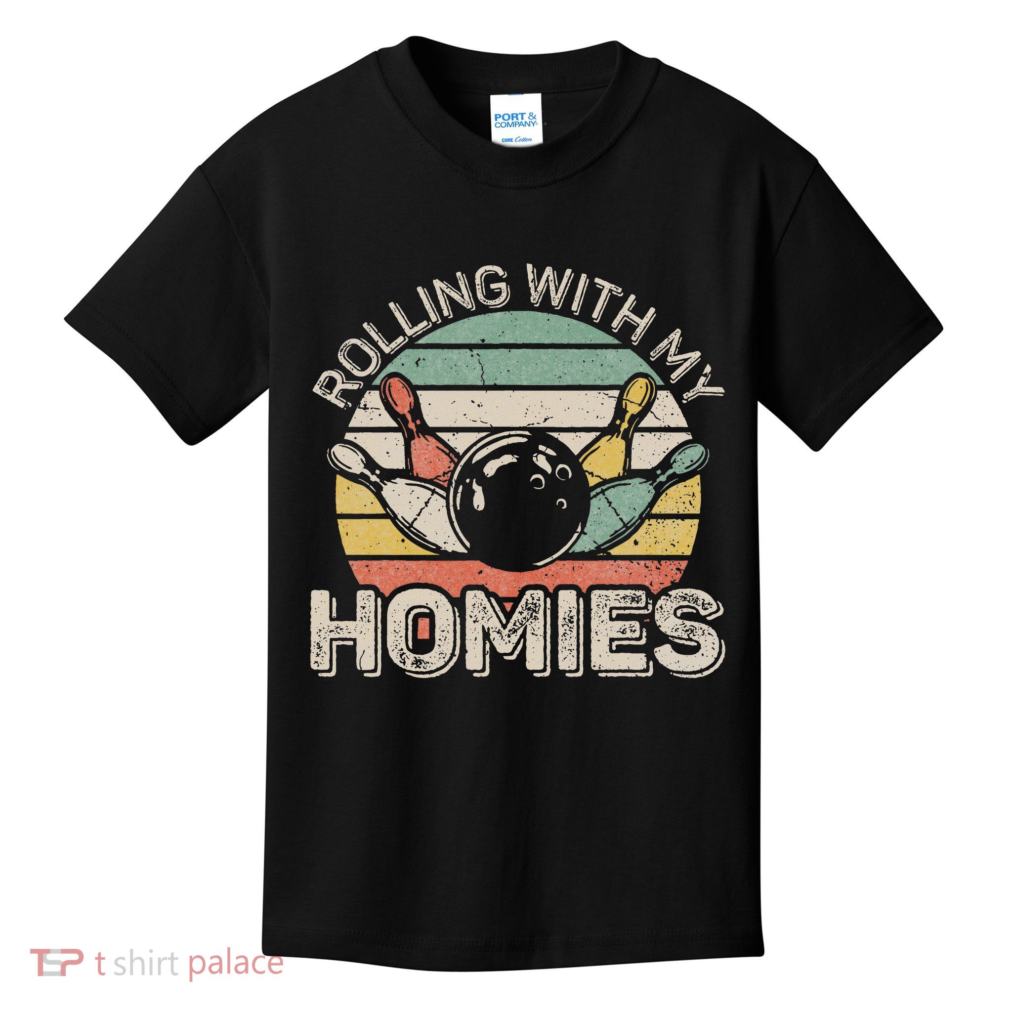Rolling With My Homies Retro Bowling Bowler Team Funny Kids T-Shirt