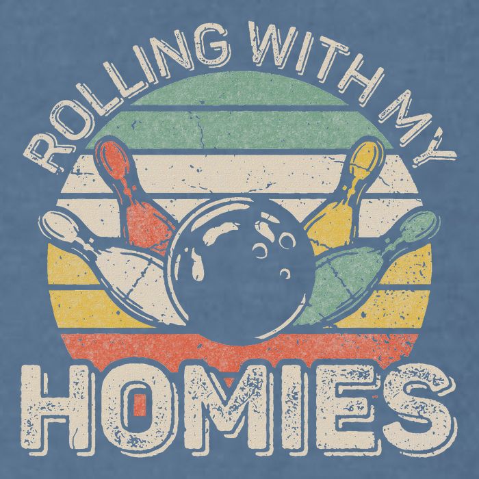 Rolling With My Homies Retro Bowling Bowler Team Funny Garment-Dyed Sweatshirt