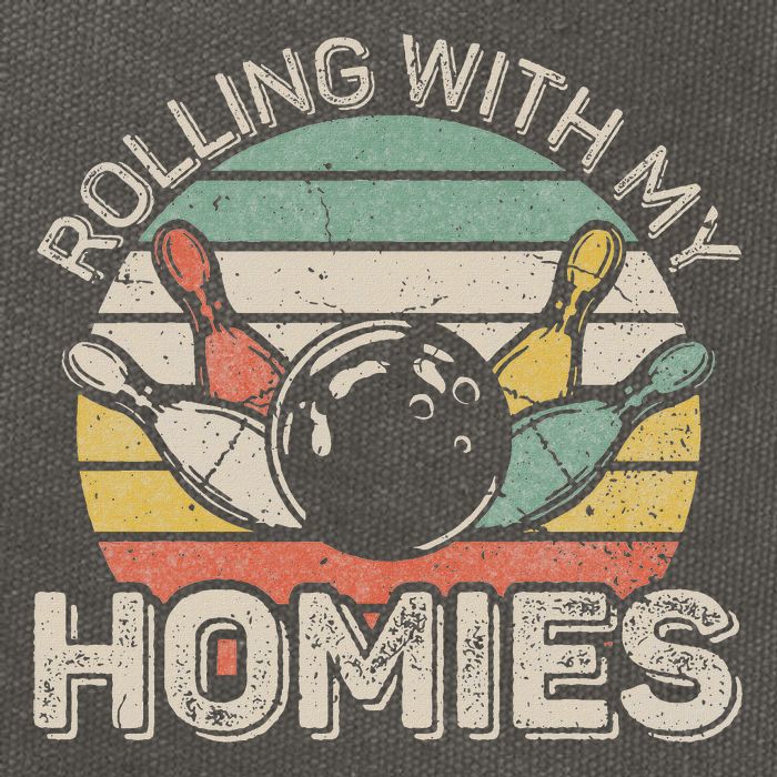 Rolling With My Homies Retro Bowling Bowler Team Funny Cotton Canvas Backpack