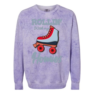 ROLLIN WITH MY HOMIES Roller Skating Roller Girl Skate Colorblast Crewneck Sweatshirt