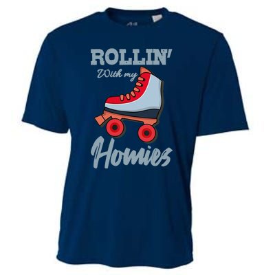 ROLLIN WITH MY HOMIES Roller Skating Roller Girl Skate Cooling Performance Crew T-Shirt