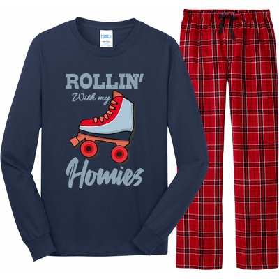 ROLLIN WITH MY HOMIES Roller Skating Roller Girl Skate Long Sleeve Pajama Set