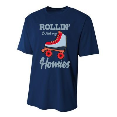 ROLLIN WITH MY HOMIES Roller Skating Roller Girl Skate Performance Sprint T-Shirt