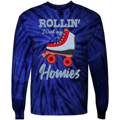 ROLLIN WITH MY HOMIES Roller Skating Roller Girl Skate Tie-Dye Long Sleeve Shirt