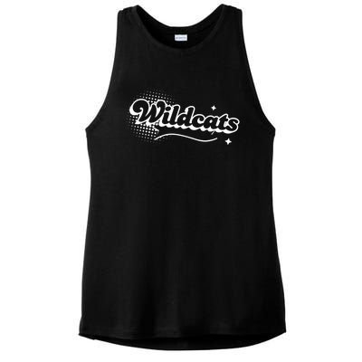 Retro Wildcats Mascot Back To School Spirit Sport Fans Game Ladies PosiCharge Tri-Blend Wicking Tank