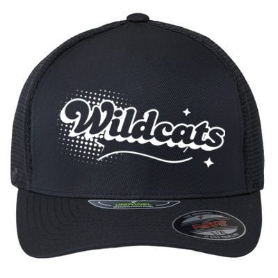 Retro Wildcats Mascot Back To School Spirit Sport Fans Game Flexfit Unipanel Trucker Cap