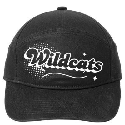 Retro Wildcats Mascot Back To School Spirit Sport Fans Game 7-Panel Snapback Hat