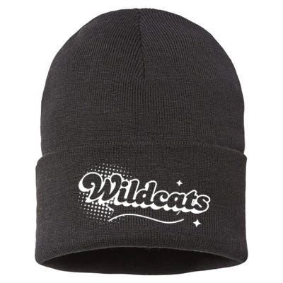 Retro Wildcats Mascot Back To School Spirit Sport Fans Game Sustainable Knit Beanie