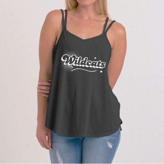 Retro Wildcats Mascot Back To School Spirit Sport Fans Game Women's Strappy Tank