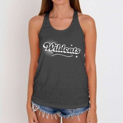 Retro Wildcats Mascot Back To School Spirit Sport Fans Game Women's Knotted Racerback Tank