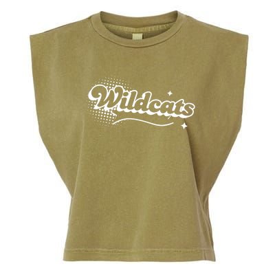 Retro Wildcats Mascot Back To School Spirit Sport Fans Game Garment-Dyed Women's Muscle Tee