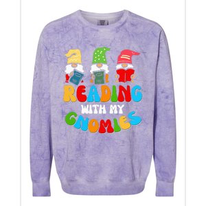 Reading With My Gnomies Funny Gnomes Book Lover Colorblast Crewneck Sweatshirt