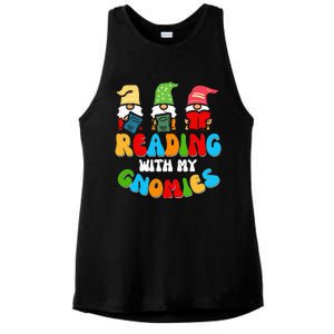 Reading With My Gnomies Funny Gnomes Book Lover Ladies PosiCharge Tri-Blend Wicking Tank