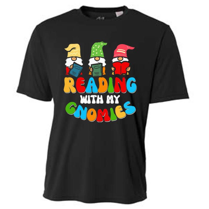 Reading With My Gnomies Funny Gnomes Book Lover Cooling Performance Crew T-Shirt