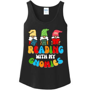 Reading With My Gnomies Funny Gnomes Book Lover Ladies Essential Tank