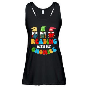 Reading With My Gnomies Funny Gnomes Book Lover Ladies Essential Flowy Tank