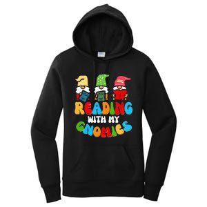 Reading With My Gnomies Funny Gnomes Book Lover Women's Pullover Hoodie