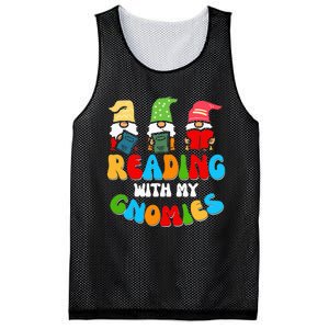 Reading With My Gnomies Funny Gnomes Book Lover Mesh Reversible Basketball Jersey Tank