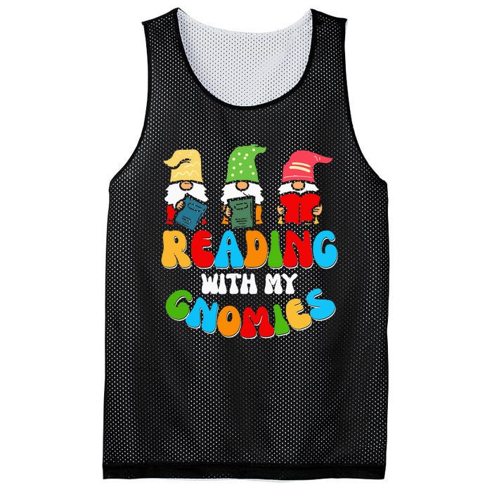 Reading With My Gnomies Funny Gnomes Book Lover Mesh Reversible Basketball Jersey Tank