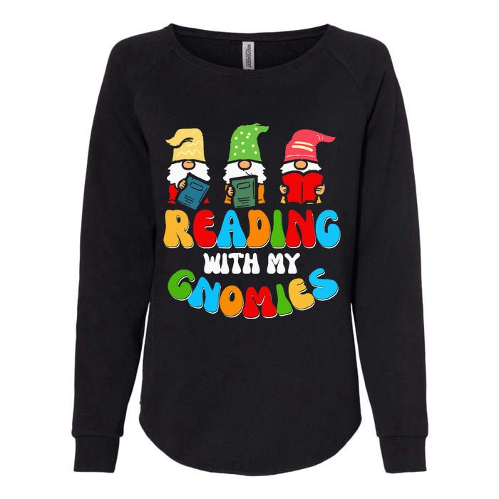 Reading With My Gnomies Funny Gnomes Book Lover Womens California Wash Sweatshirt