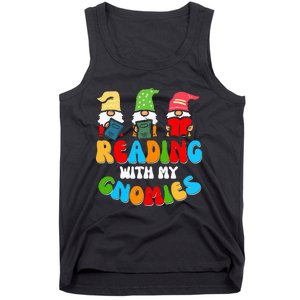 Reading With My Gnomies Funny Gnomes Book Lover Tank Top