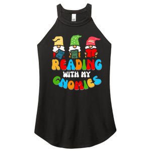 Reading With My Gnomies Funny Gnomes Book Lover Women's Perfect Tri Rocker Tank