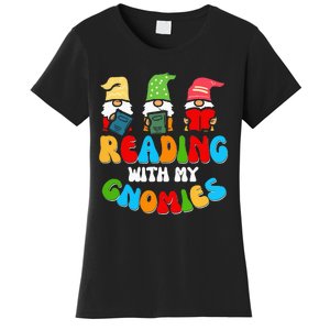 Reading With My Gnomies Funny Gnomes Book Lover Women's T-Shirt