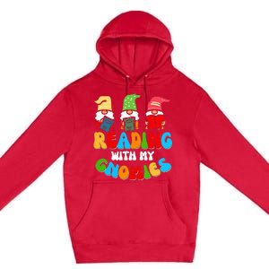 Reading With My Gnomies Funny Gnomes Book Lover Premium Pullover Hoodie