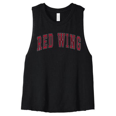 Red Wing Minnesota Souvenir College Style Red Text Women's Racerback Cropped Tank