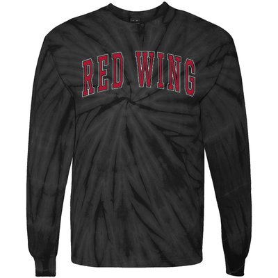 Red Wing Minnesota Souvenir College Style Red Text Tie-Dye Long Sleeve Shirt