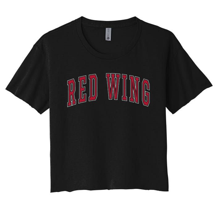 Red Wing Minnesota Souvenir College Style Red Text Women's Crop Top Tee