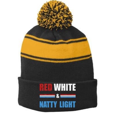 Red White & NattyLight For Beer Lovers amusing Stripe Pom Pom Beanie
