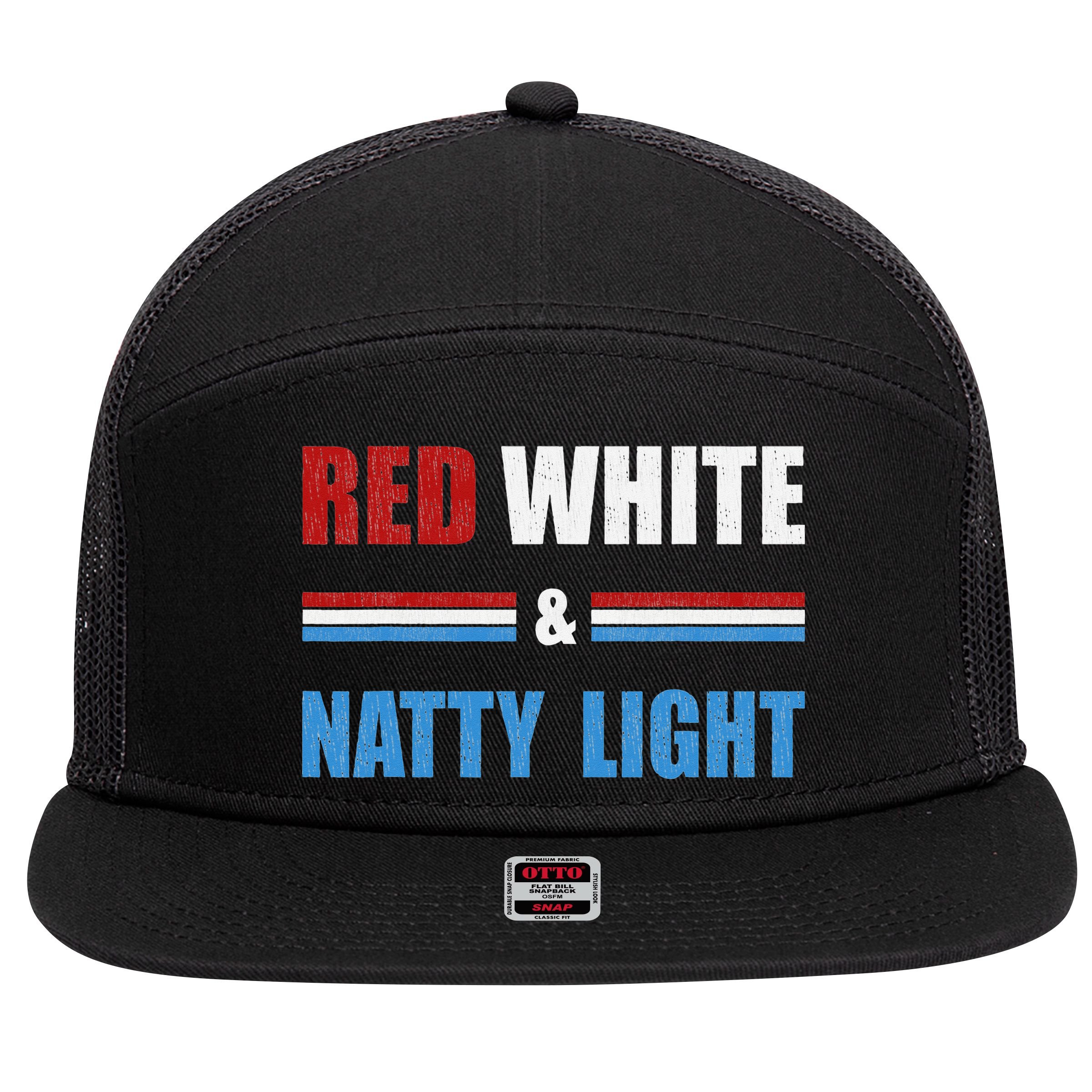 Red White & NattyLight For Beer Lovers amusing 7 Panel Mesh Trucker Snapback Hat