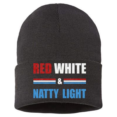 Red White & NattyLight For Beer Lovers amusing Sustainable Knit Beanie