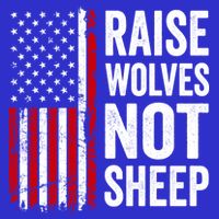 Raise Wolves Not Sheep Gift American Patriotic Usa Flag (Back) Gift Women's V-Neck T-Shirt