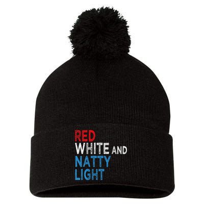 Red White & Natty-Light For  Beer Lovers amusing Pom Pom 12in Knit Beanie