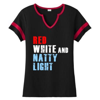 Red White & NattyLight For Wo 4th of July Ladies Halftime Notch Neck Tee