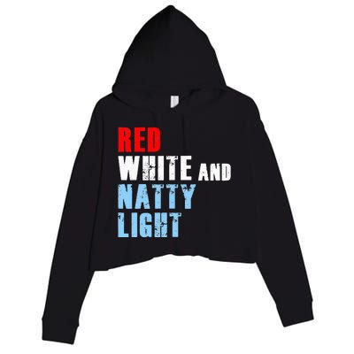 Red White & NattyLight For Wo 4th of July Crop Fleece Hoodie