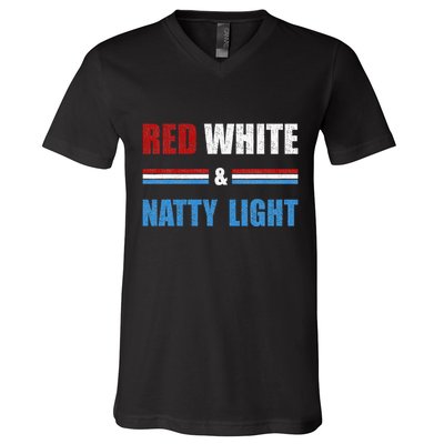 Red White & Nattylight Wo Beer Lovers Amusing V-Neck T-Shirt