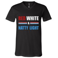 Red White & Nattylight Wo Beer Lovers Amusing V-Neck T-Shirt