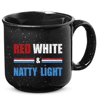 Red White & Nattylight Wo Beer Lovers Amusing 15oz Campfire Ceramic Mug