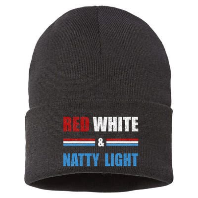 Red White & Nattylight Wo Beer Lovers Amusing Sustainable Knit Beanie