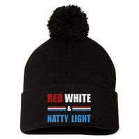 Red White & Nattylight Wo Beer Lovers Amusing Pom Pom 12in Knit Beanie